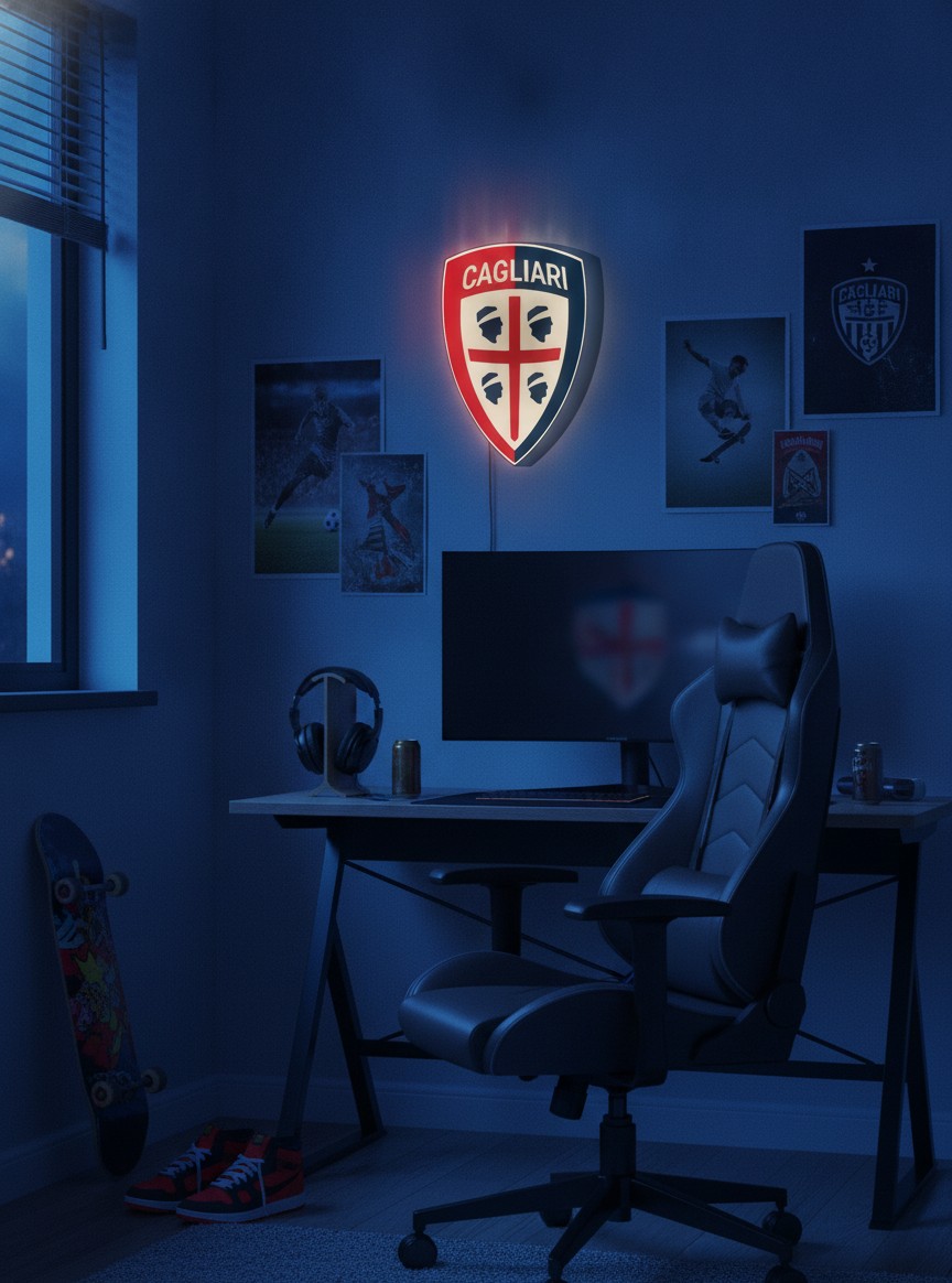 Cagliari Calcio LED-Leuchtschild Wanddeko Fandeko Geschenk - Mockup