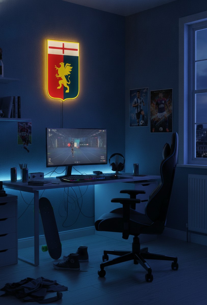 CFC Genua LED-Leuchtschild Wanddeko Fandeko Geschenk - Mockup