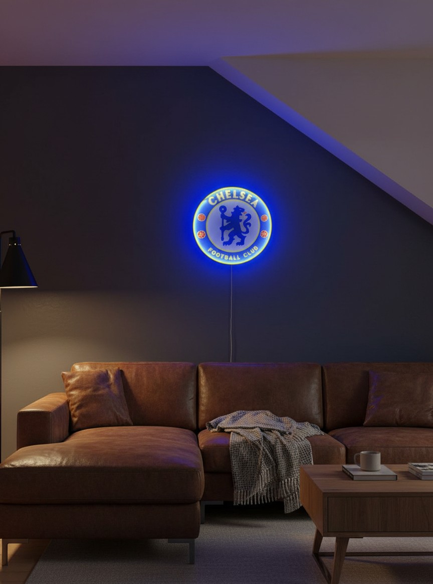 Chelsea FC LED-Lampe mit Logo – Fanartikel & Wanddeko Geschenk - Mockup