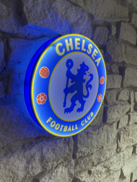 Chelsea FC LED-Lampe leuchtend mit CFC-Logo als Wanddeko