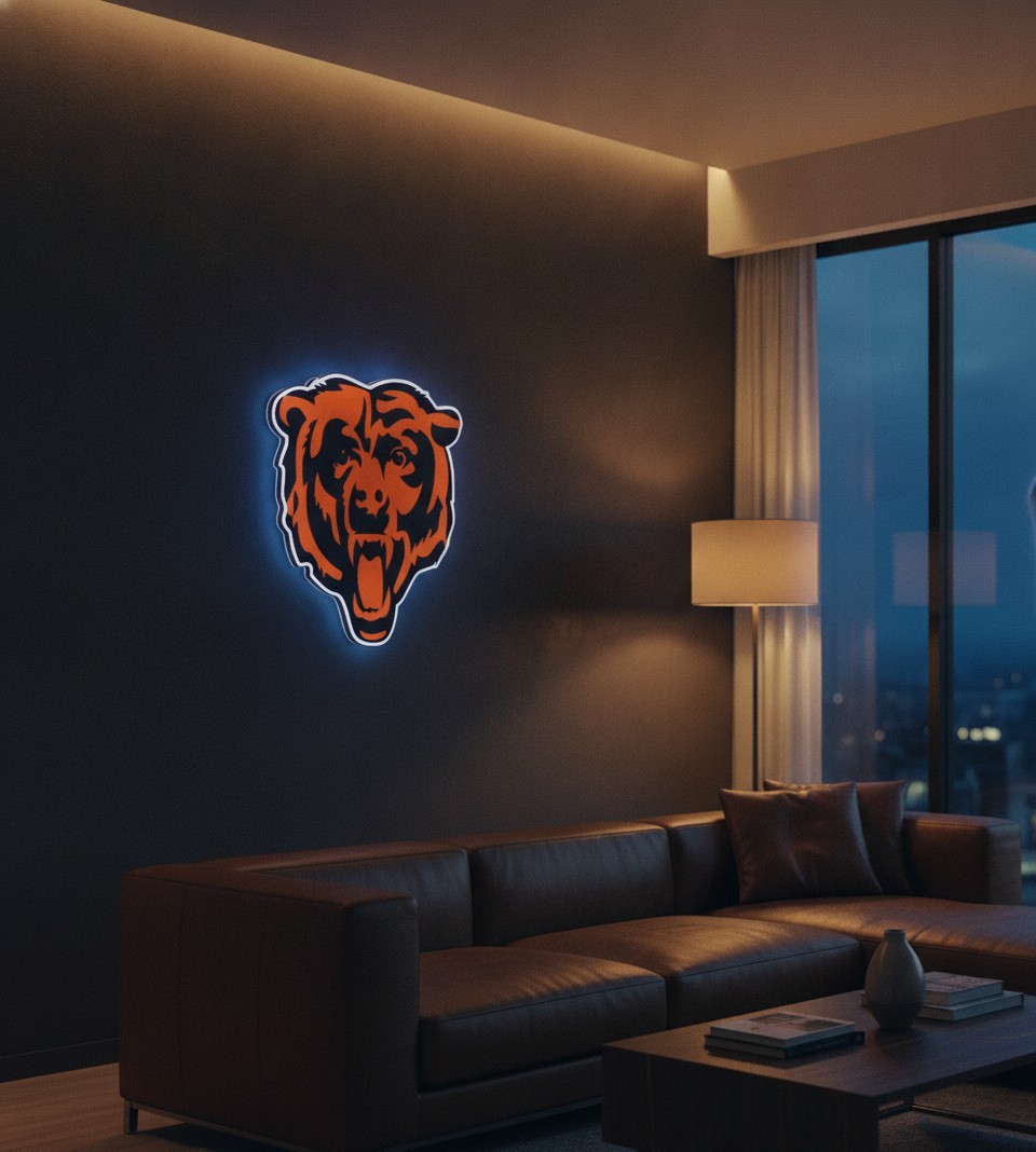 Chicago Bears LED-Leuchtschild Wanddeko Fandeko Geschenk - Mockup