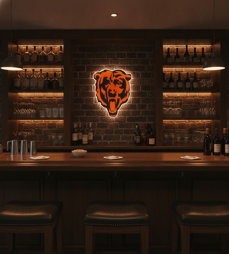 Chicago Bears LED-Leuchtschild Wanddeko Fandeko Geschenk - Mockup