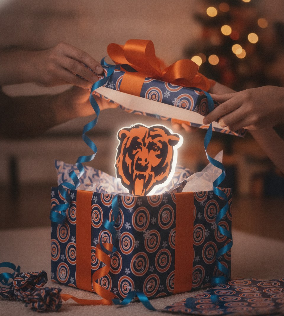 Chicago Bears LED-Leuchtschild Wanddeko Fandeko Geschenk - Mockup