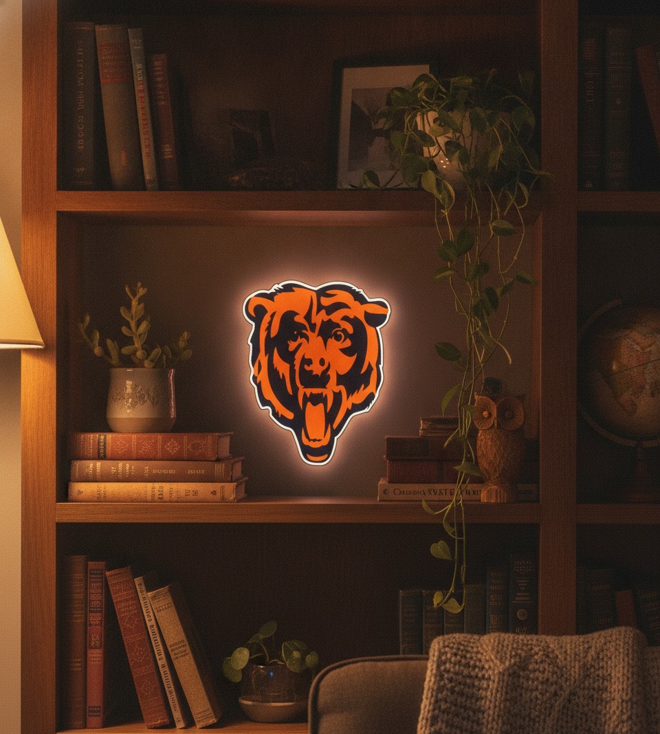 Chicago Bears LED-Leuchtschild Wanddeko Fandeko Geschenk - Mockup