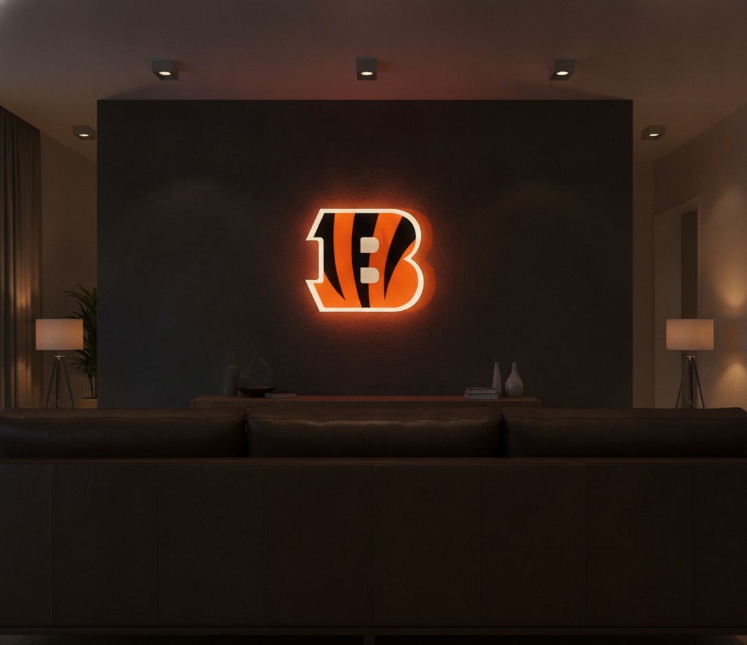 Cincinnati Bengals LED-Leuchtschild Wanddeko Fandeko Geschenk - Mockup