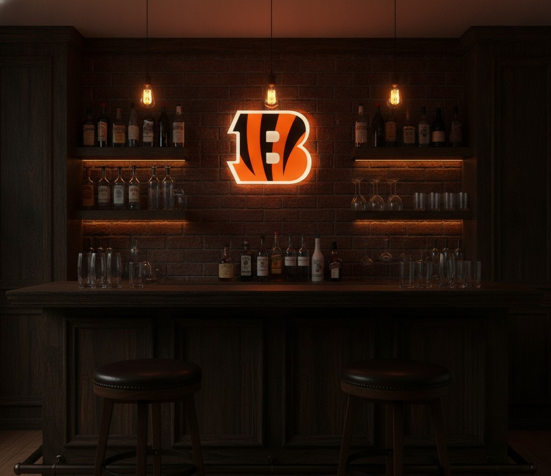 Cincinnati Bengals LED-Leuchtschild Wanddeko Fandeko Geschenk - Mockup