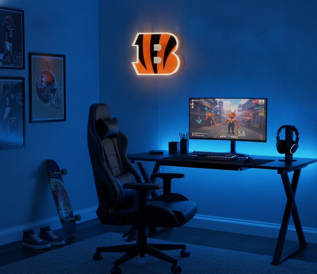 Cincinnati Bengals LED-Leuchtschild Wanddeko Fandeko Geschenk - Mockup