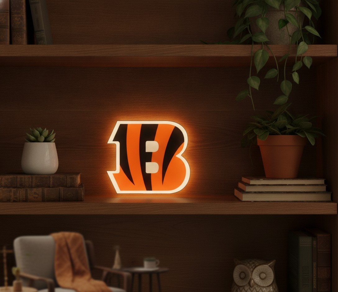Cincinnati Bengals LED-Leuchtschild Wanddeko Fandeko Geschenk - Mockup