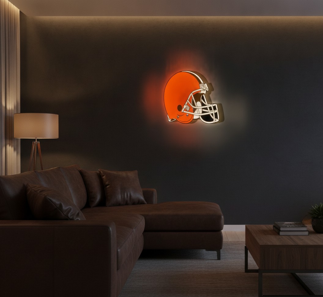 Cleveland Browns LED-Leuchtschild Wanddeko Fandeko Geschenk - Mockup