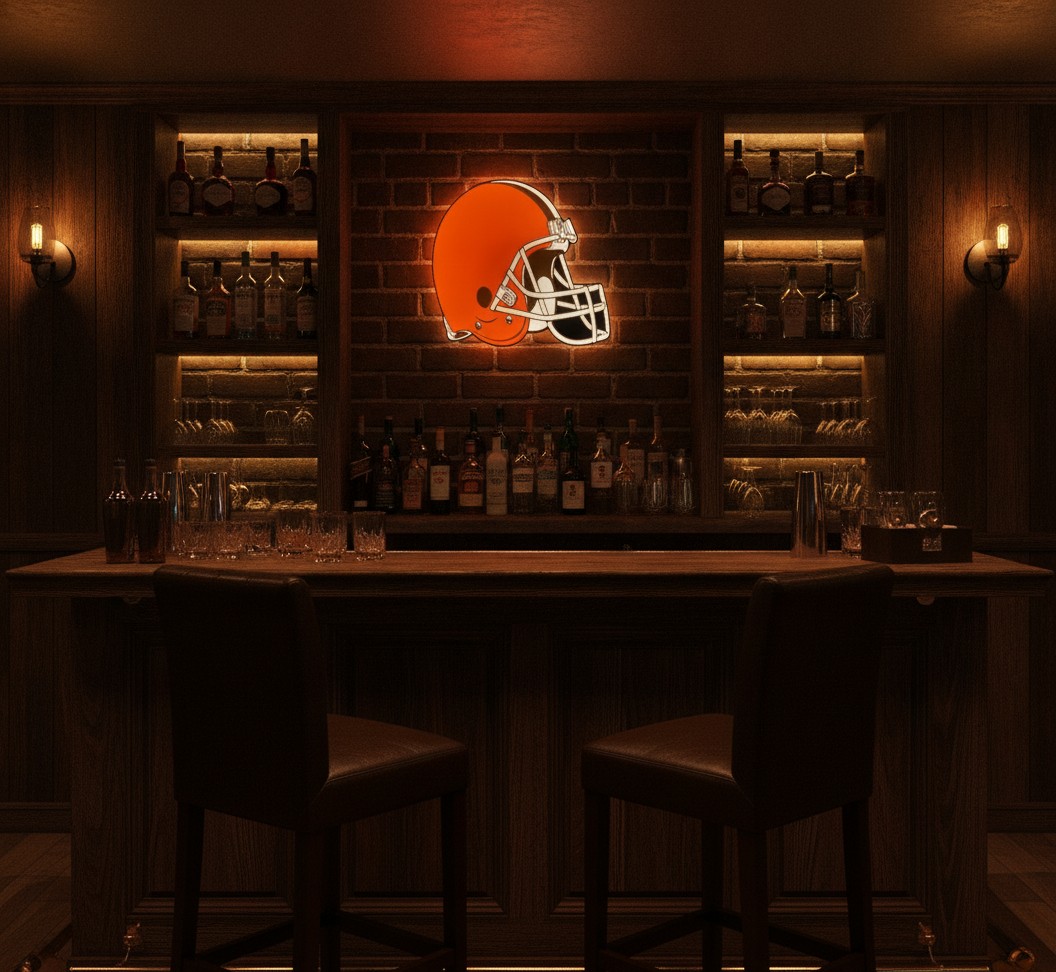 Cleveland Browns LED-Leuchtschild Wanddeko Fandeko Geschenk - Mockup