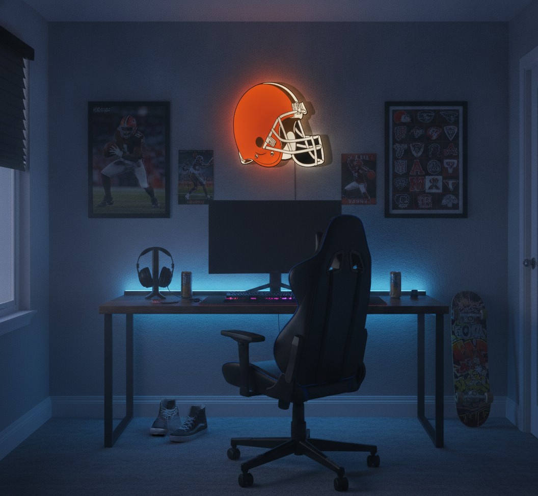 Cleveland Browns LED-Leuchtschild Wanddeko Fandeko Geschenk - Mockup