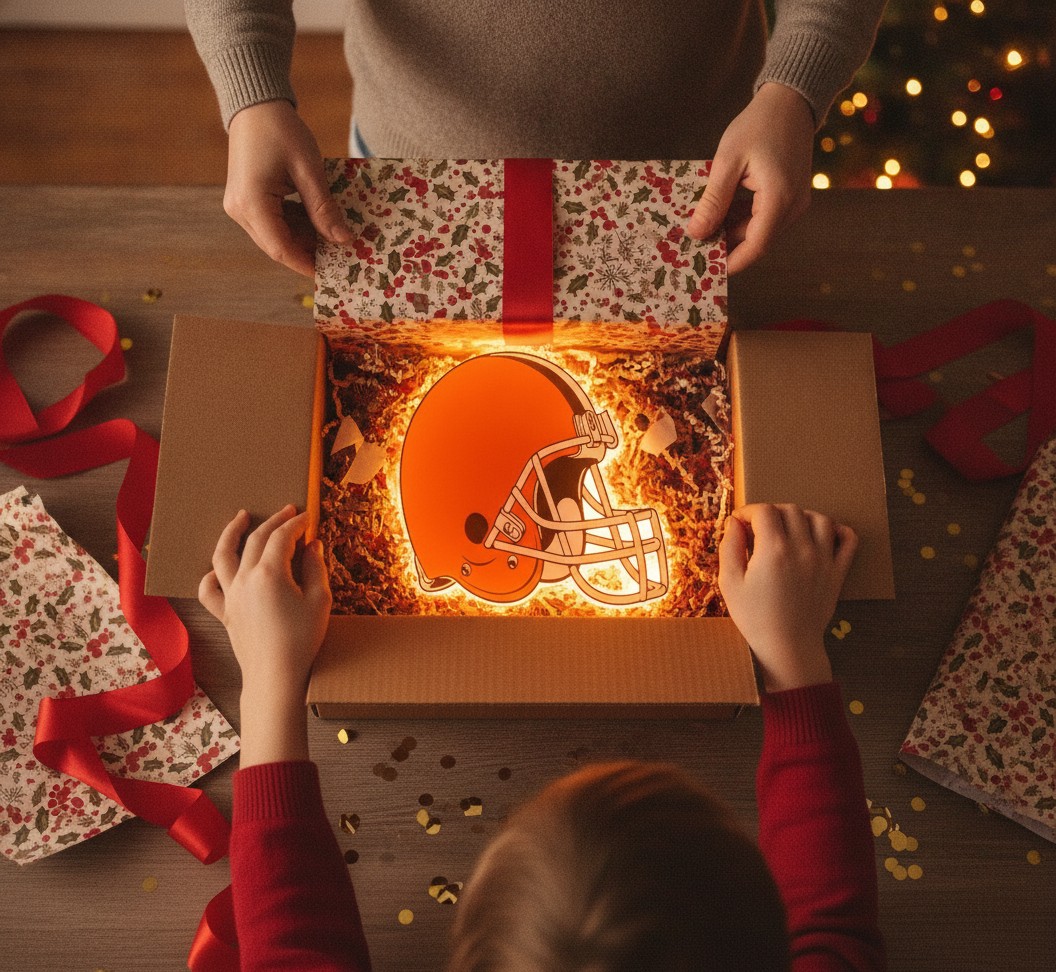 Cleveland Browns LED-Leuchtschild Wanddeko Fandeko Geschenk - Mockup