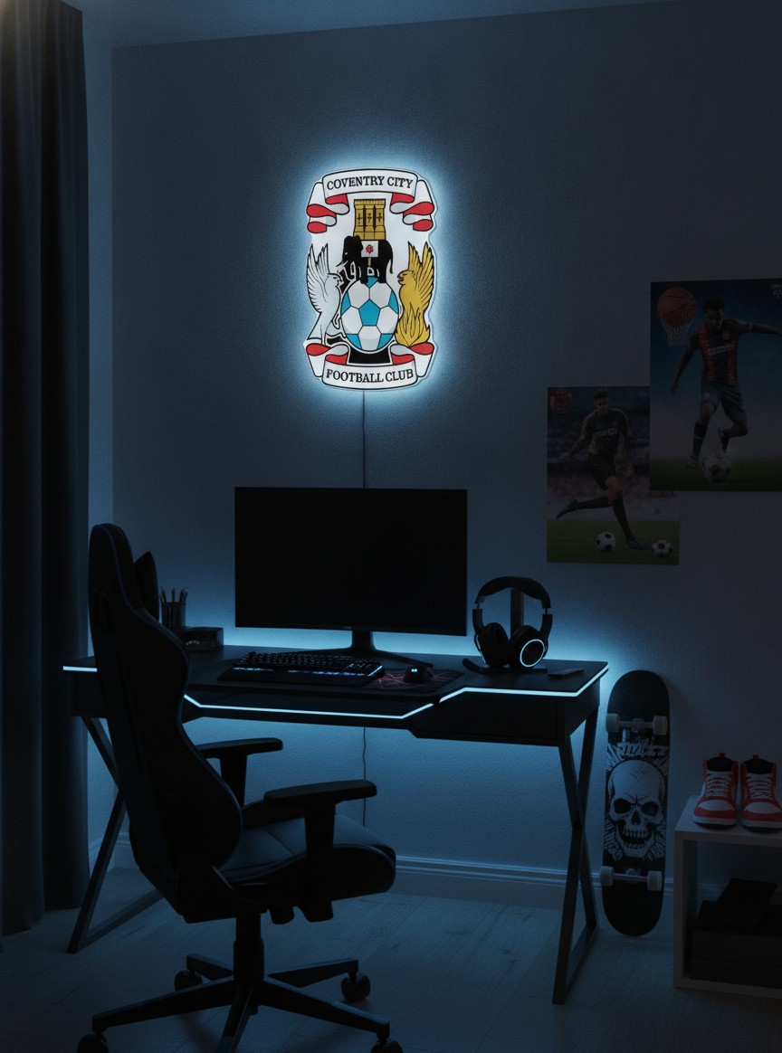 Coventry City LED-Leuchtschild Wanddeko Fandeko Geschenk - Mockup