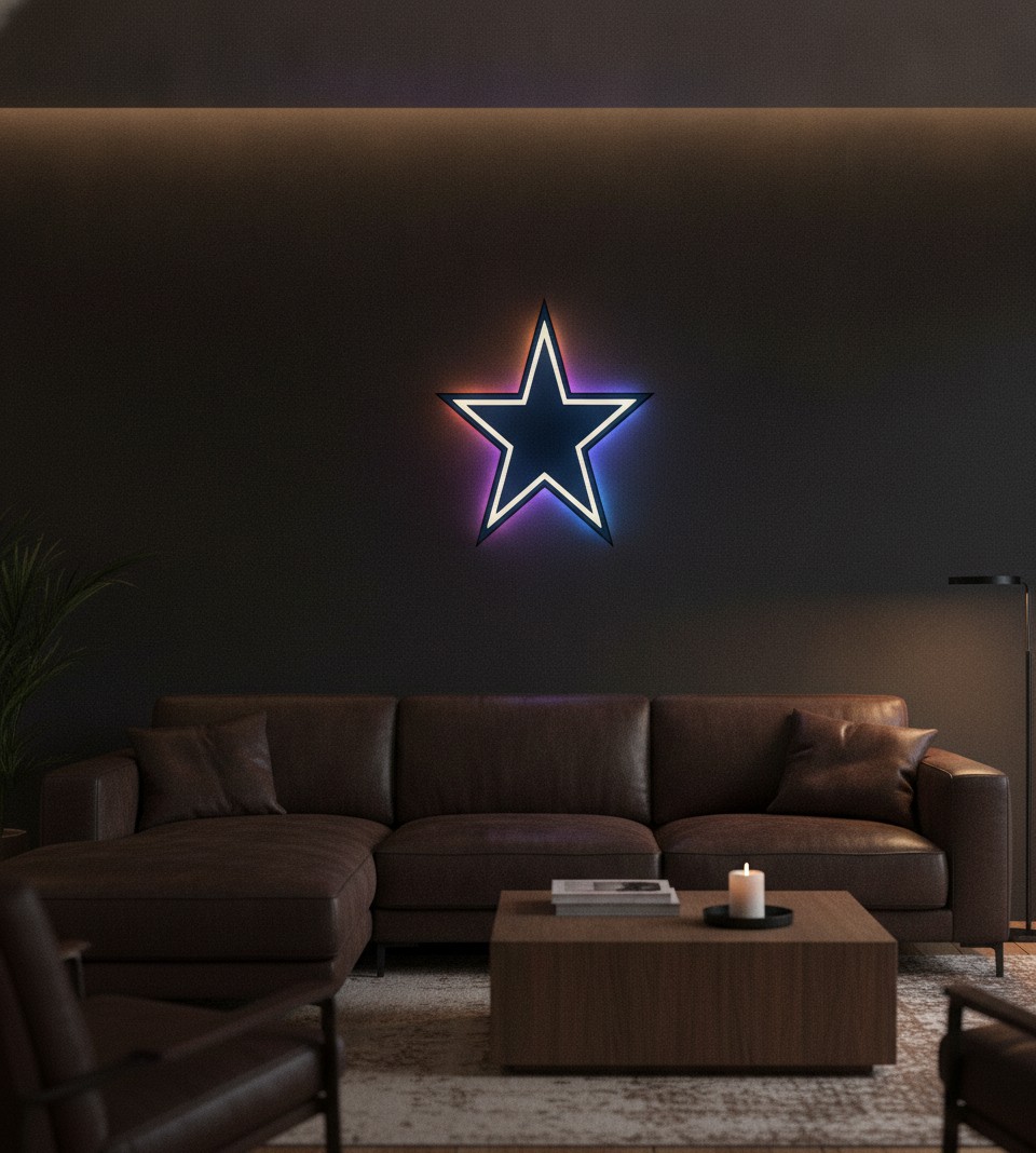 Dallas Cowboys LED-Leuchtschild Wanddeko Fandeko Geschenk - Mockup