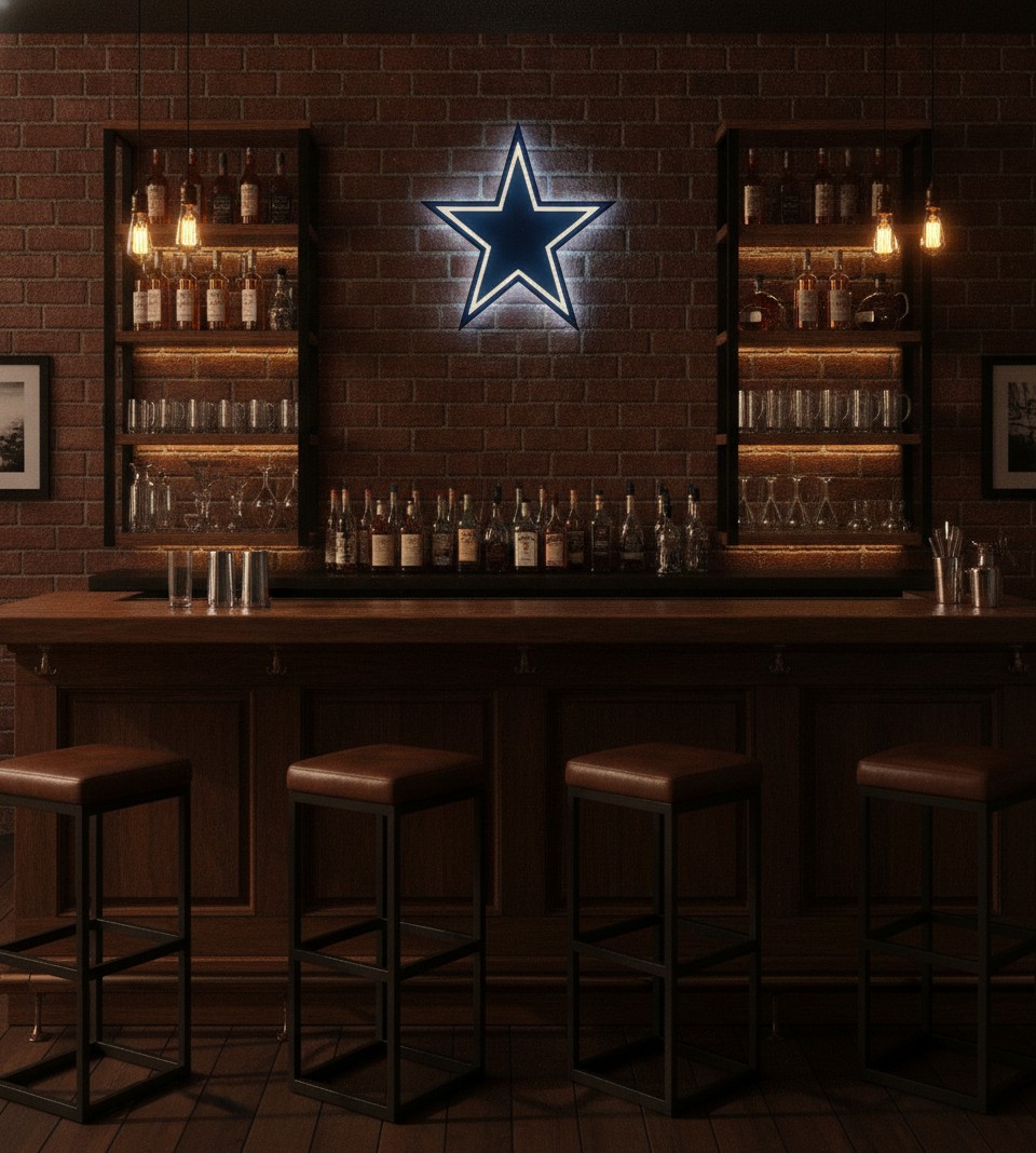 Dallas Cowboys LED-Leuchtschild Wanddeko Fandeko Geschenk - Mockup