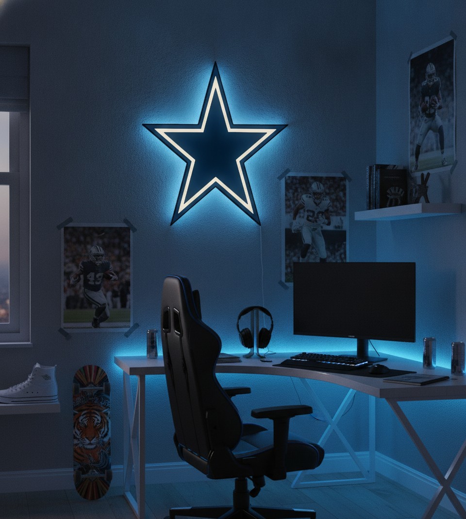 Dallas Cowboys LED-Leuchtschild Wanddeko Fandeko Geschenk - Mockup