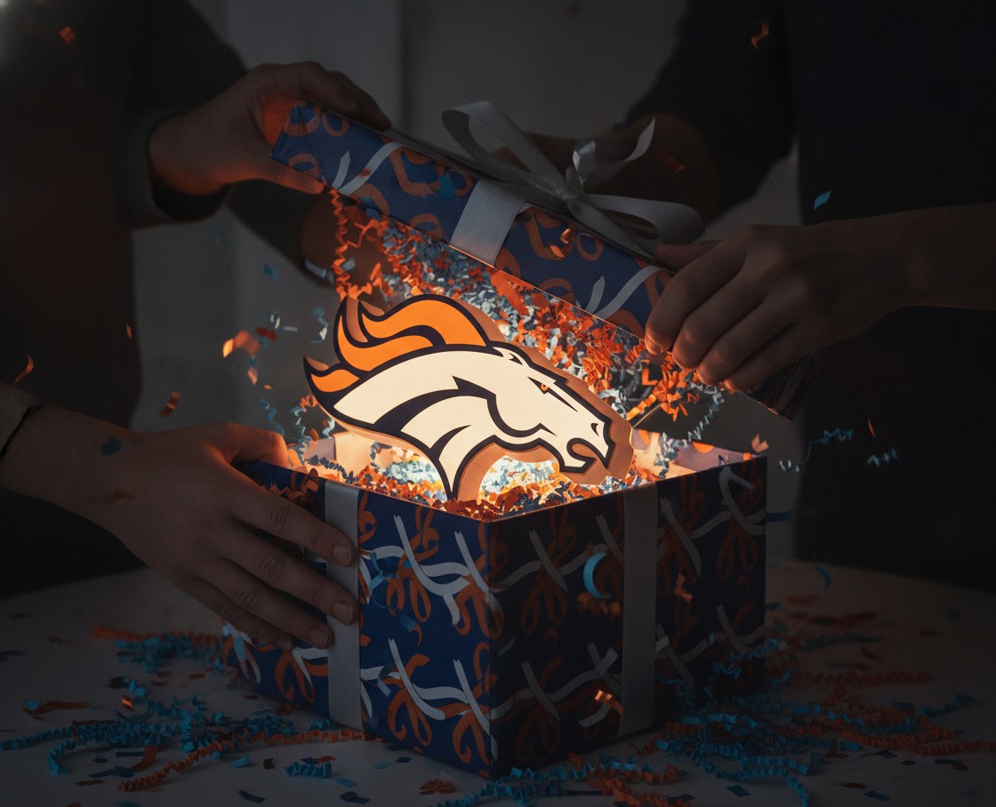 Denver Broncos LED-Leuchtschild Wanddeko Fandeko Geschenk - Mockup