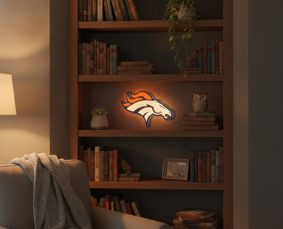 Denver Broncos LED-Leuchtschild Wanddeko Fandeko Geschenk - Mockup