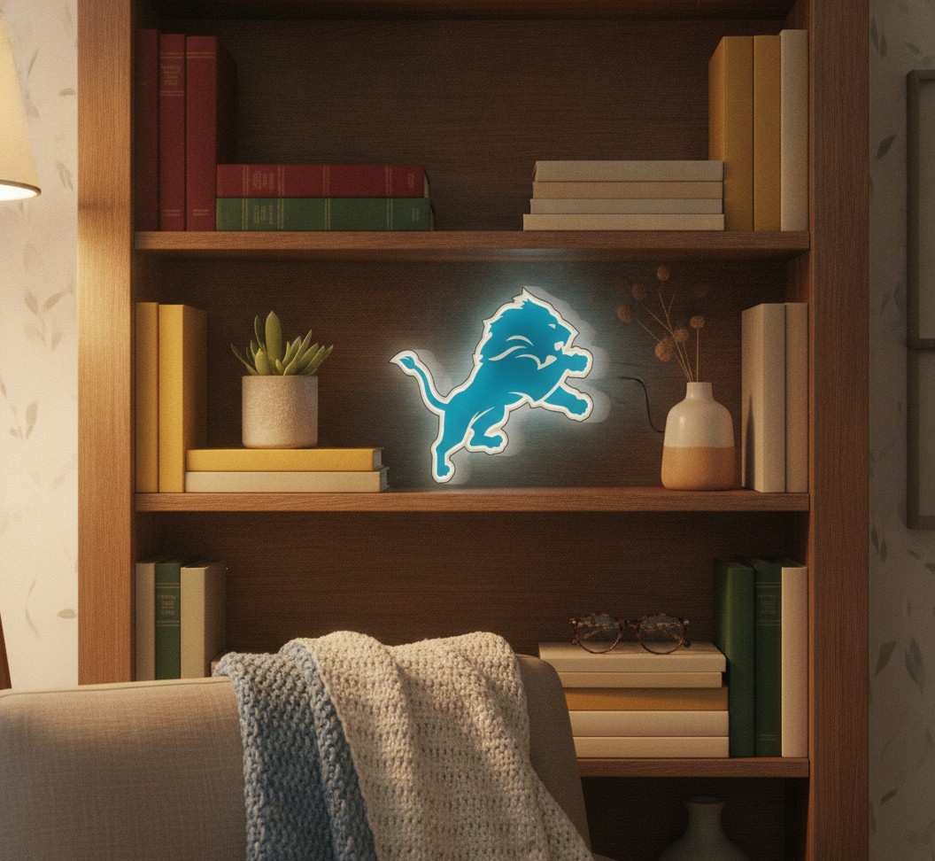 Detroit Lions LED-Leuchtschild Wanddeko Fandeko Geschenk - Mockup