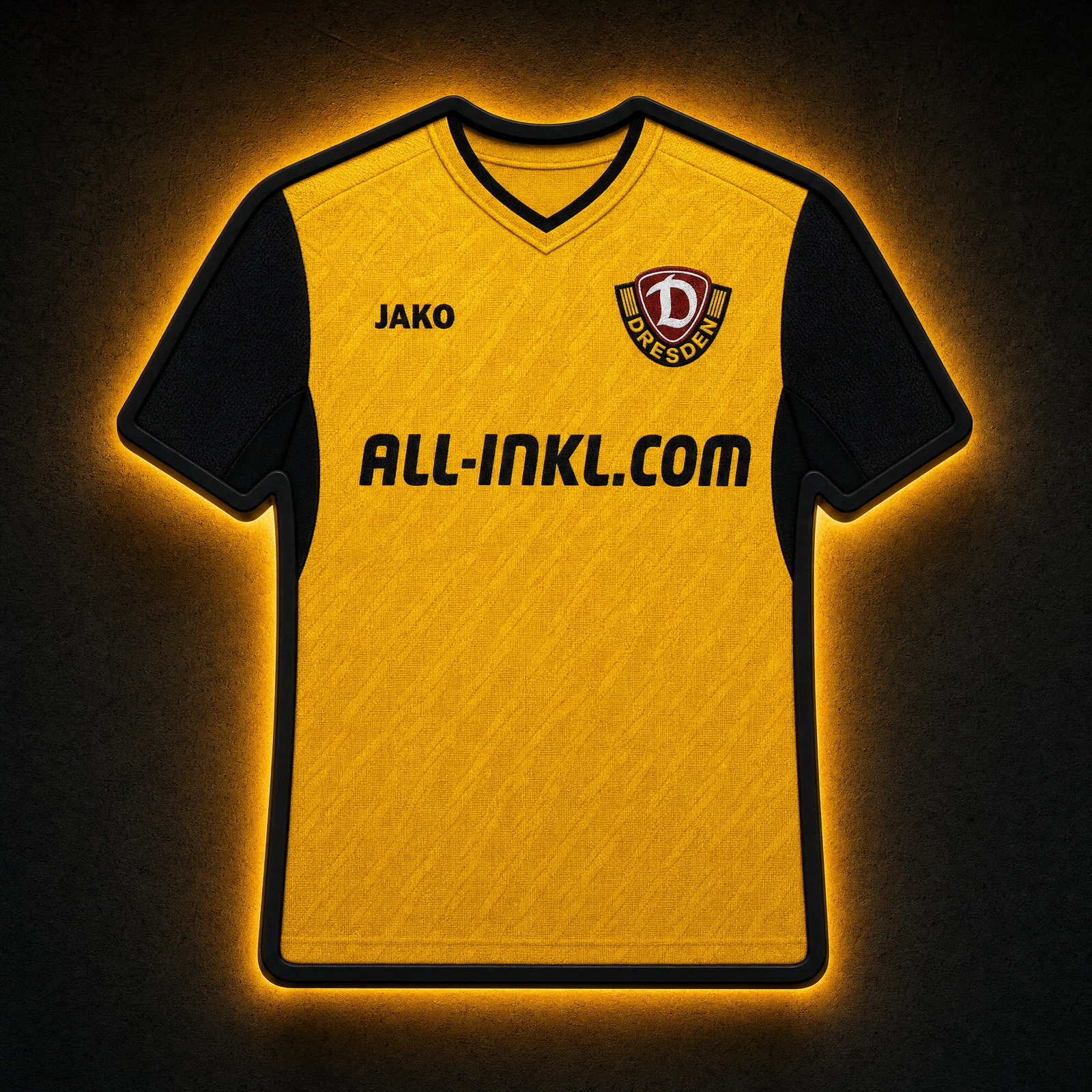 Dynamo Dresden Heimtrikot 2026/27 LED-Trikot-Lampe — Frontansicht, beleuchtet