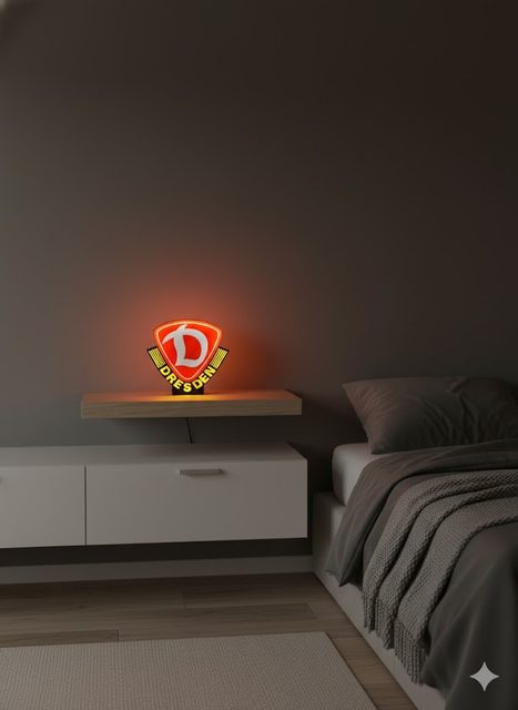 Dynamo Dresden LED Leuchtschild Mittel 24cm mit USB-Kabel