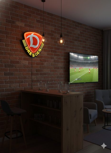 Dynamo Dresden Fanzimmer Deko LED-Leuchtschild XL 34cm