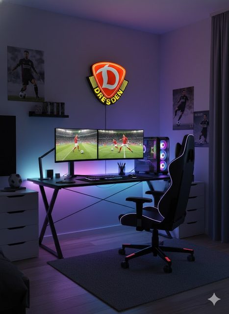 LED Wanddeko Dynamo Dresden mit 3D-Leuchteffekt