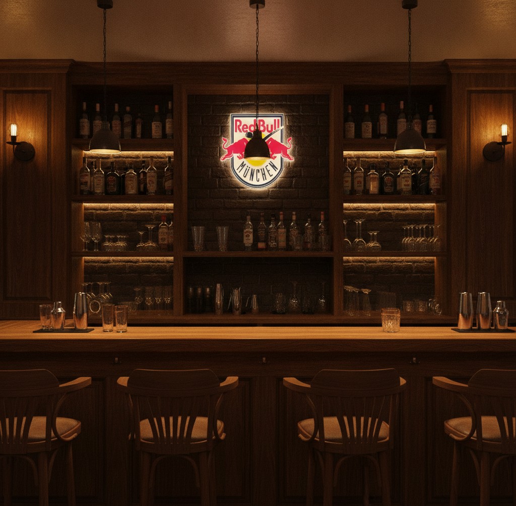 EHC Red Bull München LED-Leuchtschild Wanddeko Fandeko Geschenk - Mockup