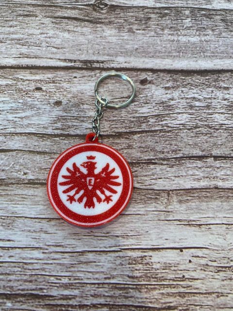 Eintracht Frankfurt Schlüsselanhänger mit offiziellem SGE Logo in schwarz-weiß