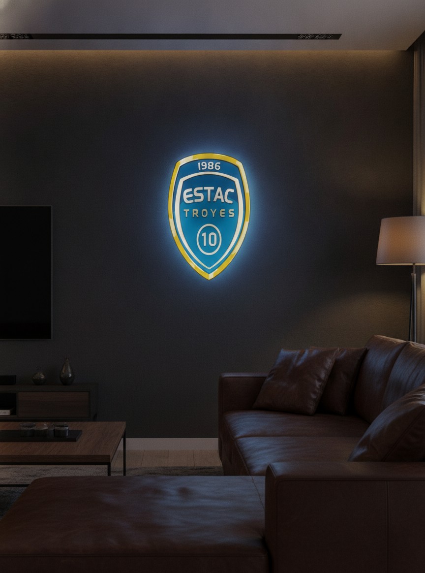 ES Troyes AC LED-Leuchtschild Wanddeko Fandeko Geschenk - Mockup