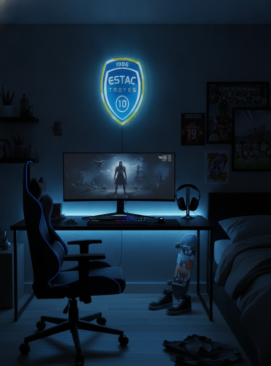 ES Troyes AC LED-Leuchtschild Wanddeko Fandeko Geschenk - Mockup