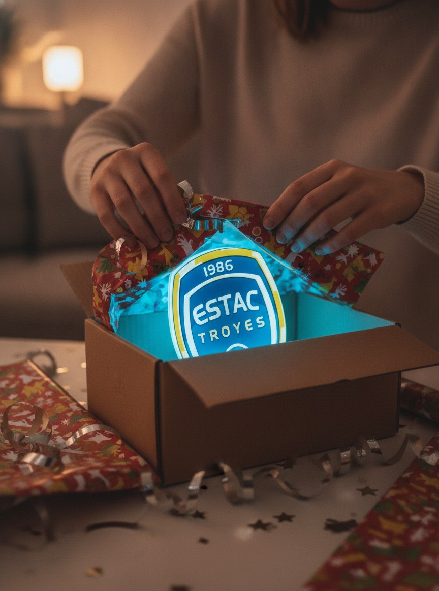 ES Troyes AC LED-Leuchtschild Wanddeko Fandeko Geschenk - Mockup