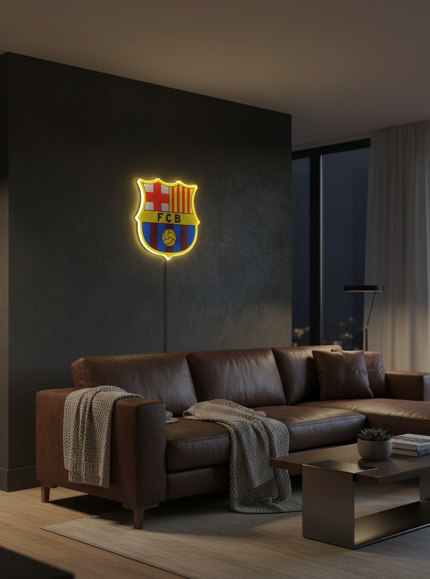 FC Barcelona LED-Lampe Wanddeko Fanartikel Geschenk - Mockup