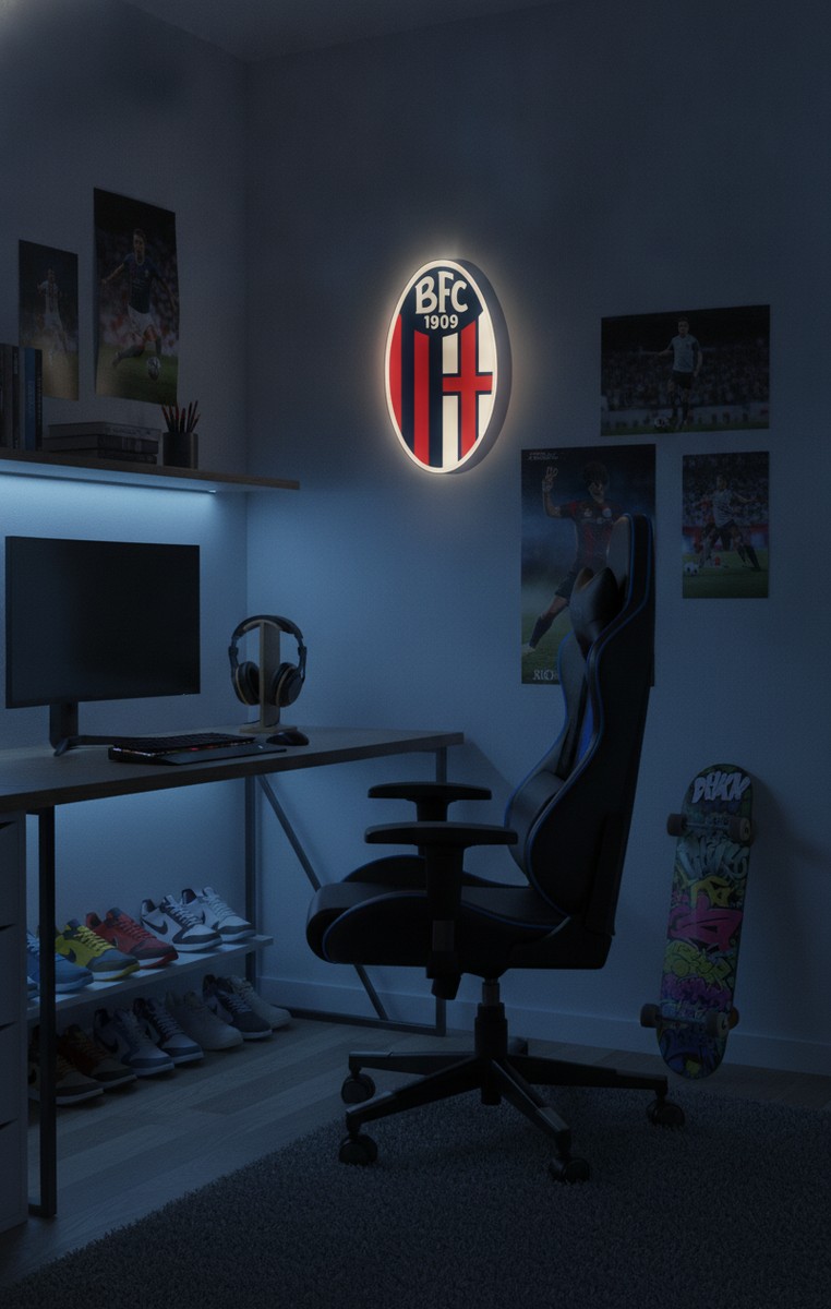 FC Bologna LED-Leuchtschild Wanddeko Fandeko Geschenk - Mockup