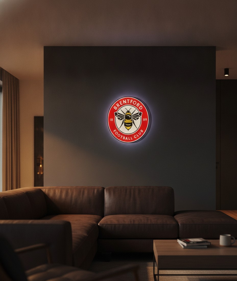 FC Brentford LED-Leuchtschild Wanddeko Fandeko Geschenk - Mockup