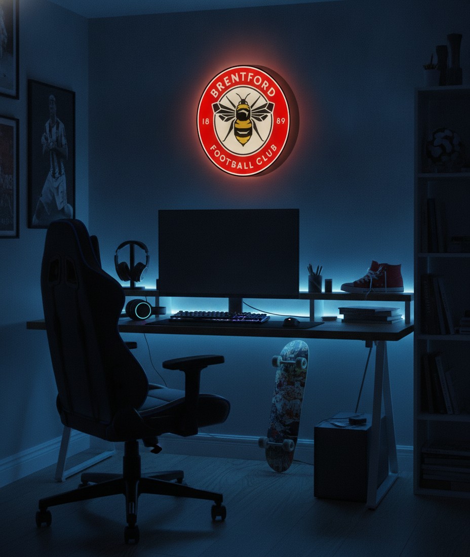 FC Brentford LED-Leuchtschild Wanddeko Fandeko Geschenk - Mockup