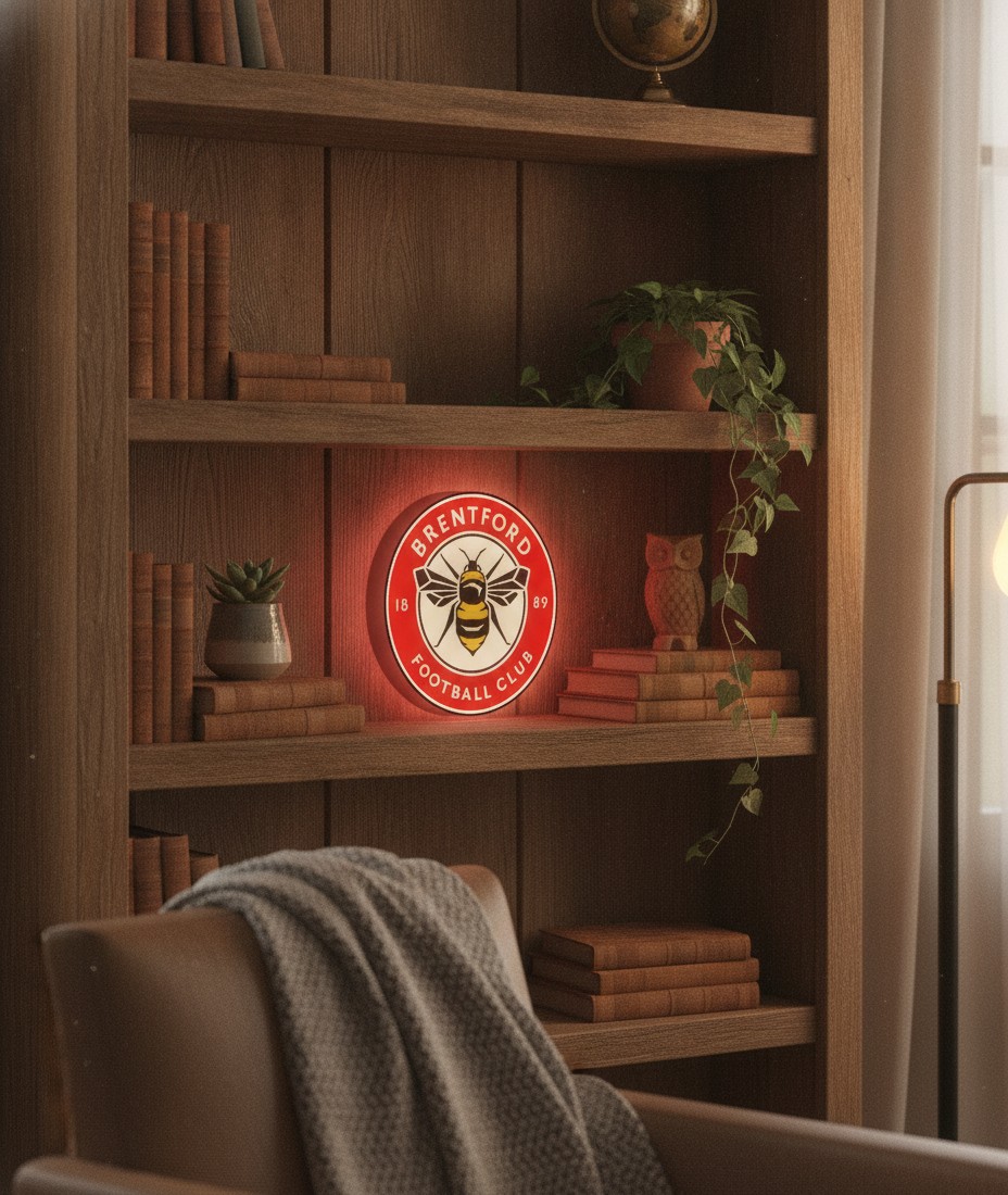 FC Brentford LED-Leuchtschild Wanddeko Fandeko Geschenk - Mockup