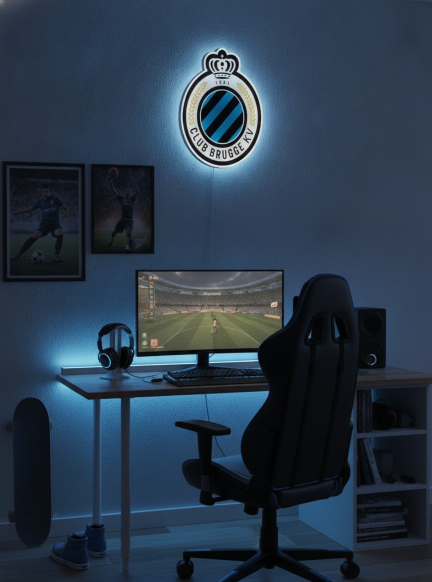 FC Brügge LED-Leuchtschild Wanddeko Fandeko Geschenk - Mockup