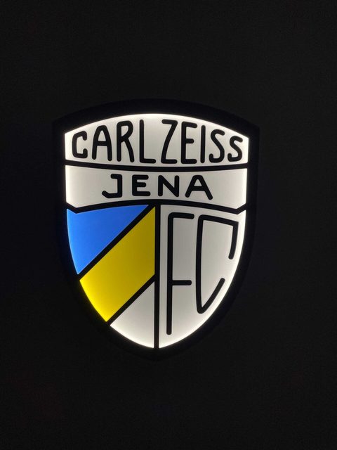 FC Carl Zeiss Jena LED-Leuchtschild mit offiziellem Vereinslogo und 3D-Effekt für Fandeko