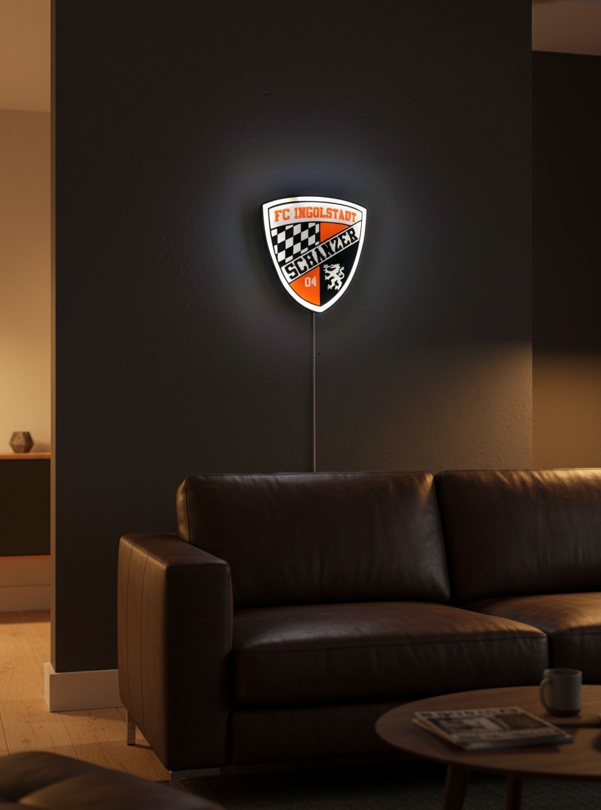 FC Ingolstadt LED-Lampe-Leuchtschild Wanddeko - Mockup