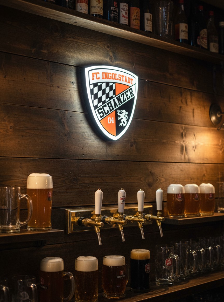 FC Ingolstadt LED-Lampe-Leuchtschild Wanddeko - Mockup
