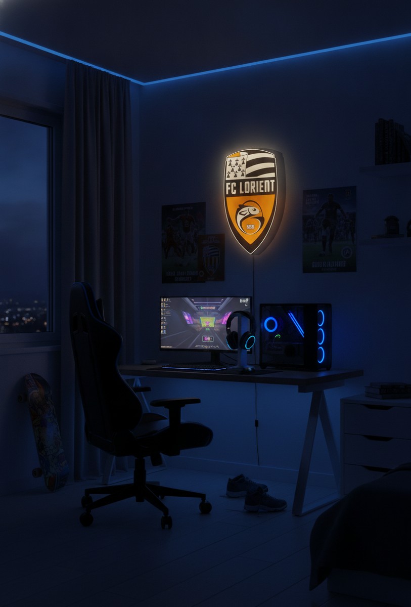 FC Lorient LED-Leuchtschild Wanddeko Fandeko Geschenk - Mockup