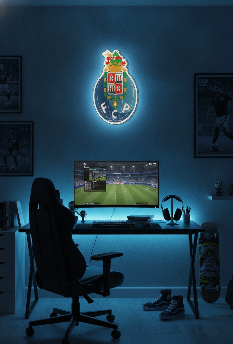 FC Porto LED-Leuchtschild Wanddeko Fandeko Geschenk - Mockup