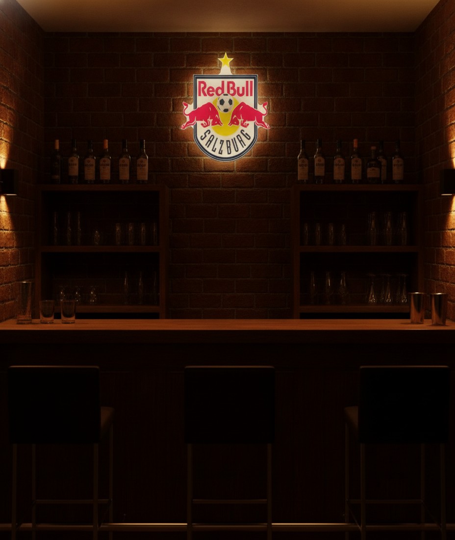 FC Red Bull Salzburg LED-Leuchtschild Wanddeko Fandeko Geschenk - Mockup