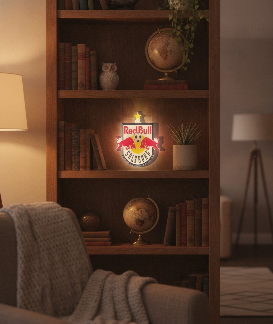 FC Red Bull Salzburg LED-Leuchtschild Wanddeko Fandeko Geschenk - Mockup