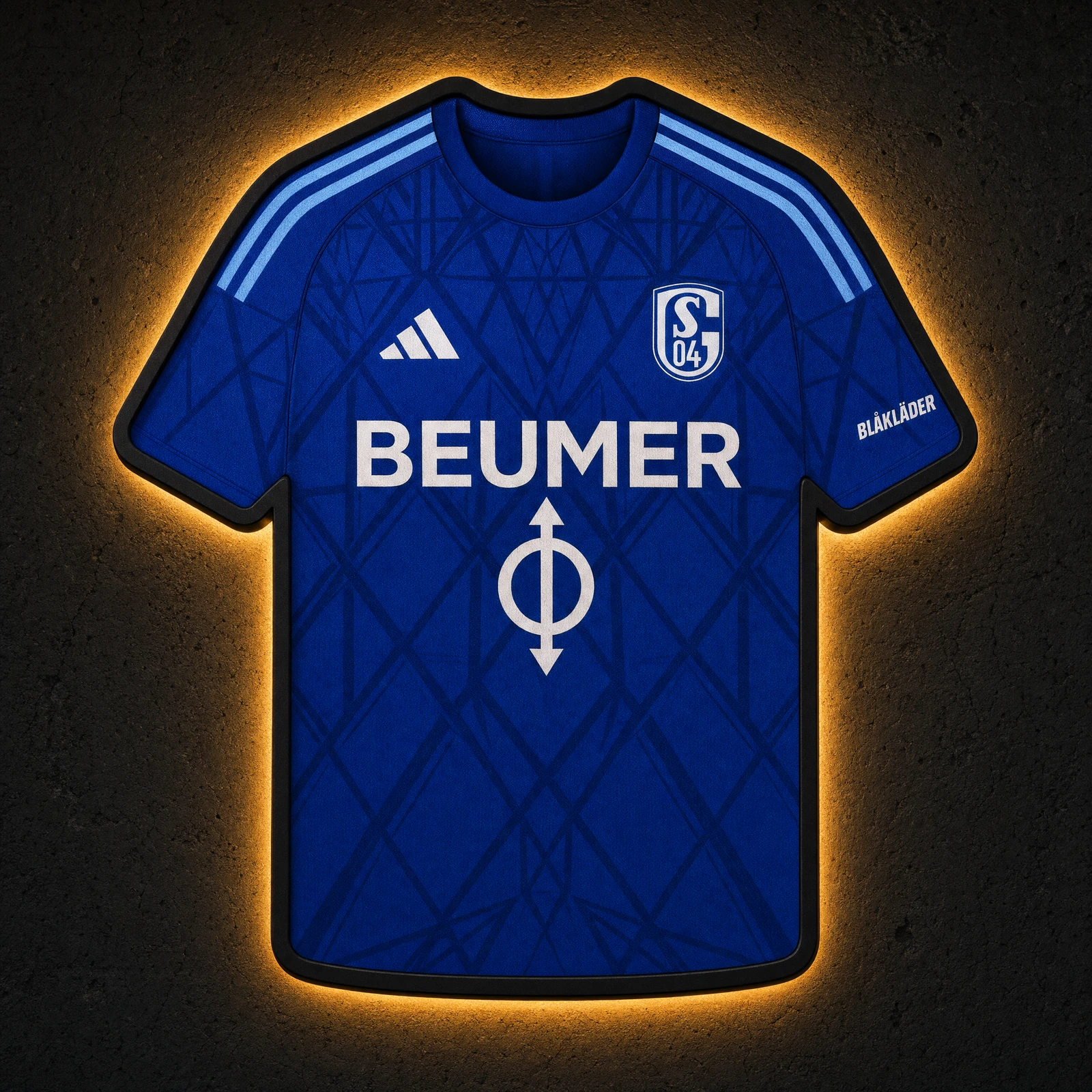 FC Schalke 04 Heimtrikot 2026/27 LED-Trikot-Lampe — Frontansicht, beleuchtet