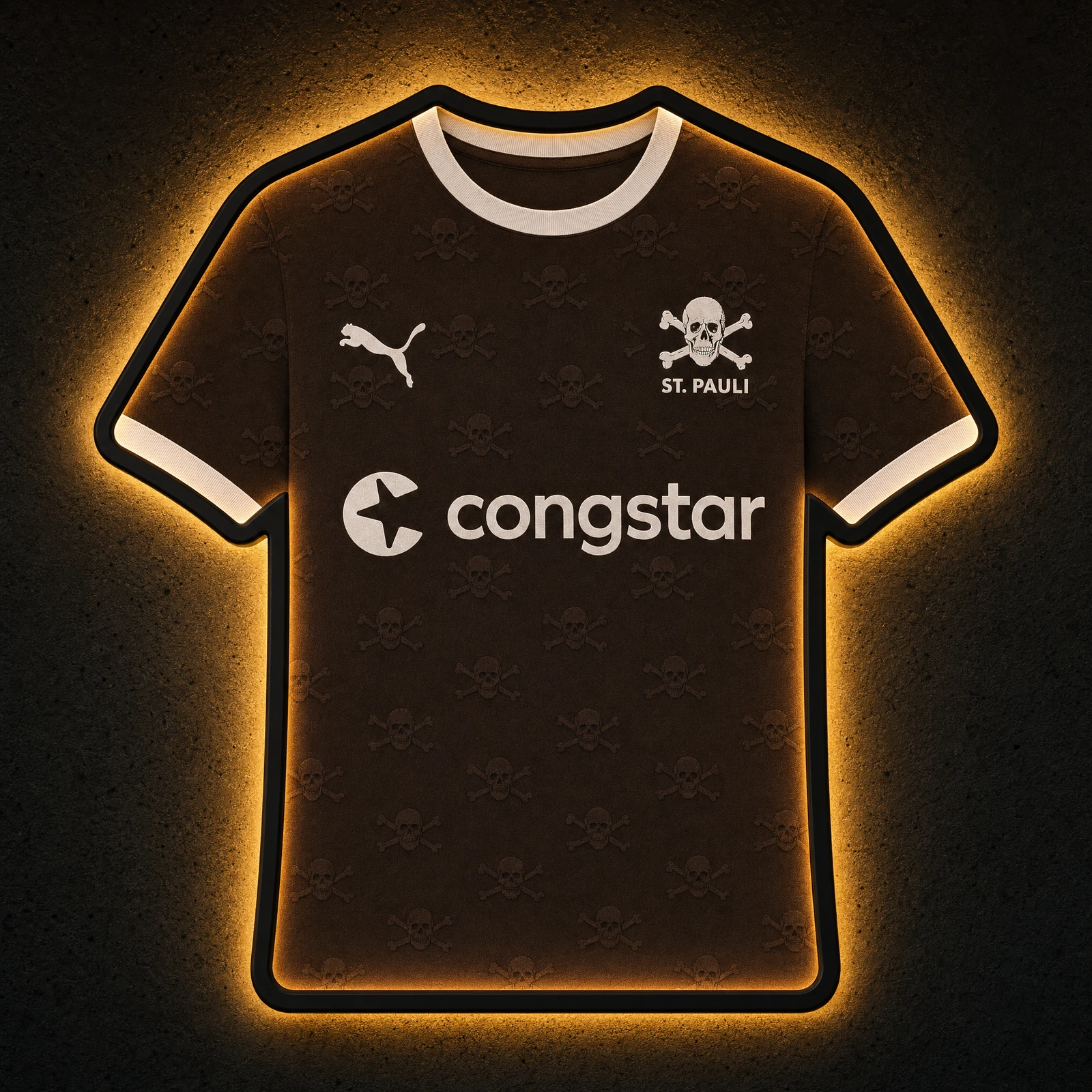 FC St. Pauli Heimtrikot 2026/27 LED-Trikot-Lampe — Frontansicht, beleuchtet