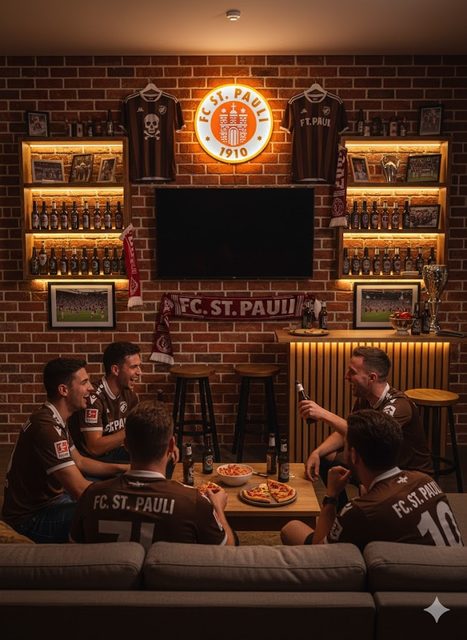 FC St. Pauli LED Leuchtschild XL 34cm leuchtend