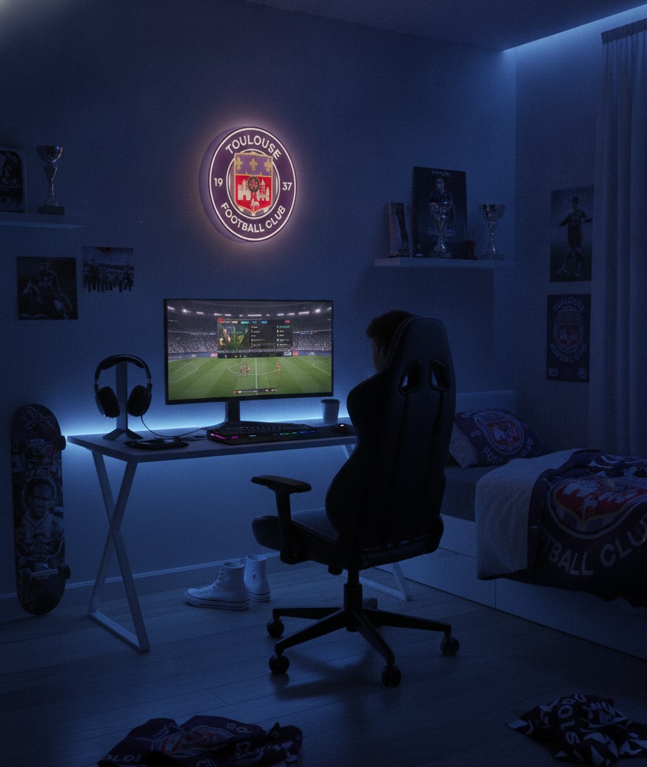 FC Toulouse LED-Leuchtschild Wanddeko Fandeko Geschenk - Mockup