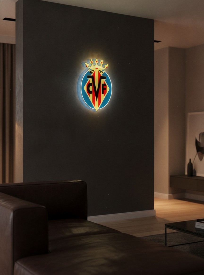 FC Villarreal LED-Leuchtschild Wanddeko Fandeko Geschenk - Mockup